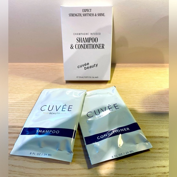 NWT CUVÉE BEAUTY Champagne Infused Shampoo and Conditioner Sample Set - Picture 3 of 15